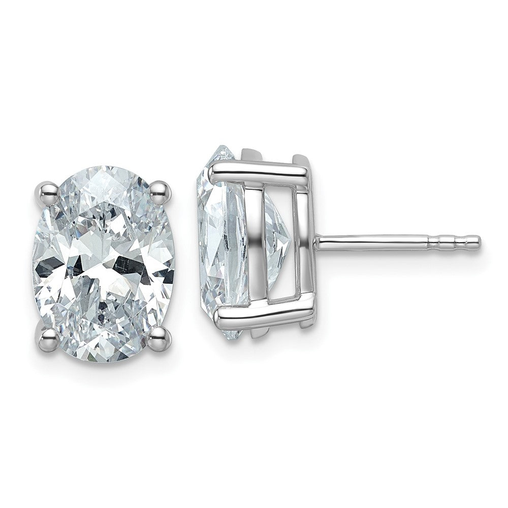 14K White Gold 5 Carat Certified Lab Grown Diamond Vs+ F+ Complete Oval Four Prong Stud Earrings