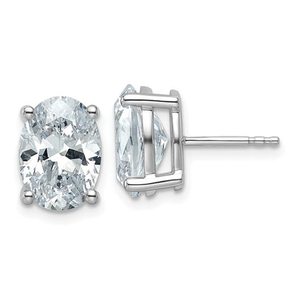 14K White Gold 5 Carat Certified Lab Grown Diamond Vs+ F+ Complete Oval Four Prong Stud Earrings