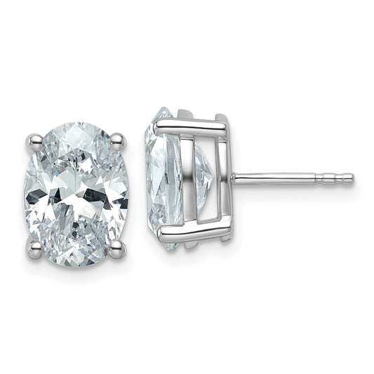 14K White Gold 5 Carat Certified Lab Grown Diamond Vs+ F+ Complete Oval Four Prong Stud Earrings