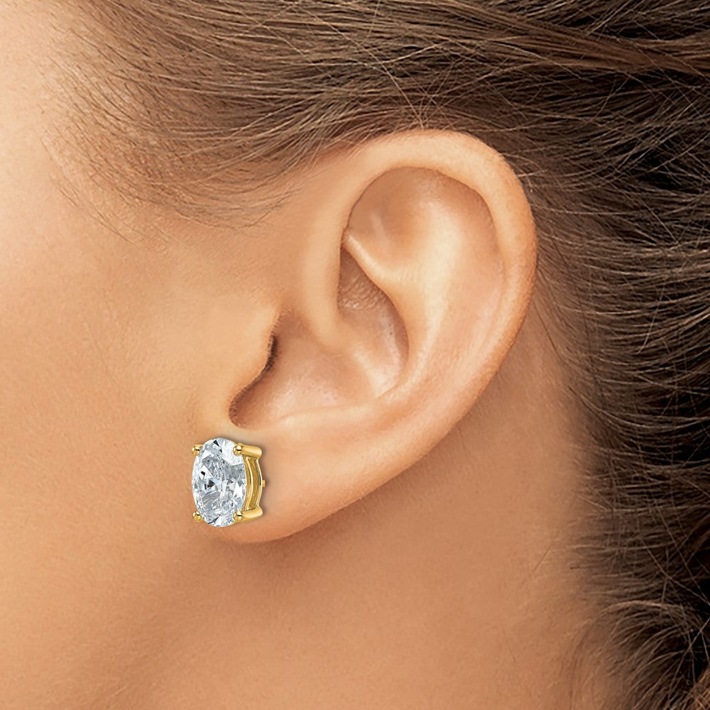 14k Yellow Gold 5 ctw Lab Grown Diamond VS/SI+ G+ Oval 4 Prong Heavy Wt. Stud Earrings