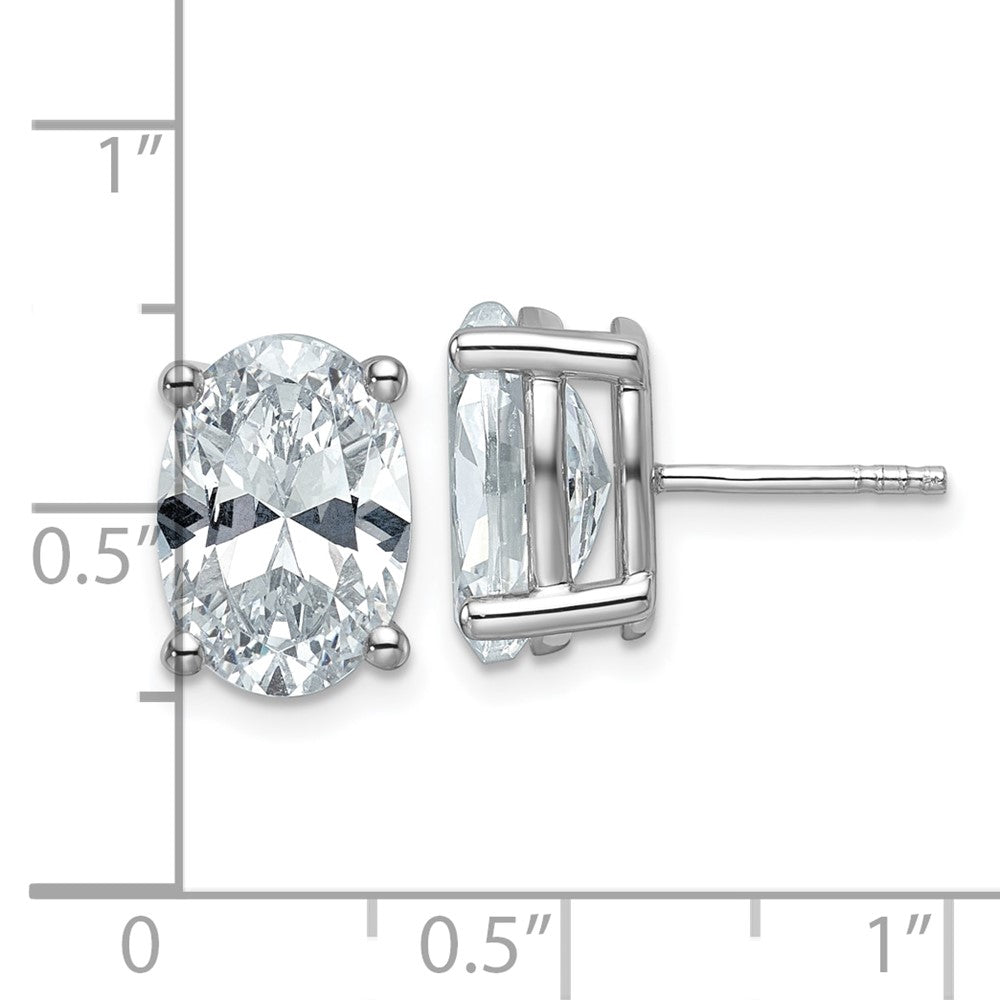 14K White Gold 6 Carat Lab Grown Diamond Vs+ F+ Complete Oval Four Prong Stud Earrings