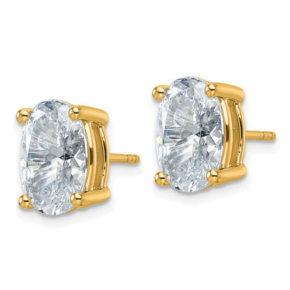 14k Yellow Gold 6 ctw Lab Grown Diamond VS/SI+ G+ Oval 4 Prong Heavy Wt. Stud Earrings