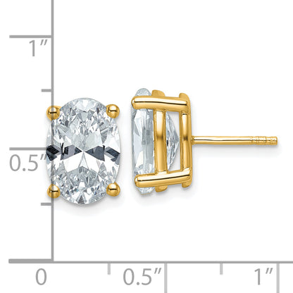 14K Yellow Gold 6 Carat Certified Lab Grown Diamond Vs+ F+ Complete Oval Four Prong Stud Earrings