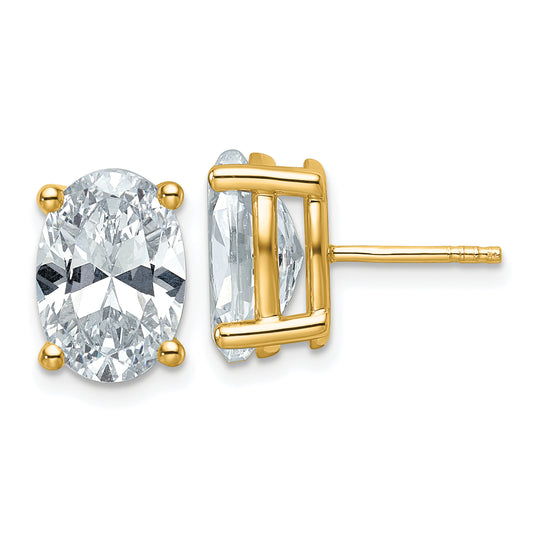 14K Yellow Gold 6 Carat Certified Lab Grown Diamond Vs+ F+ Complete Oval Four Prong Stud Earrings