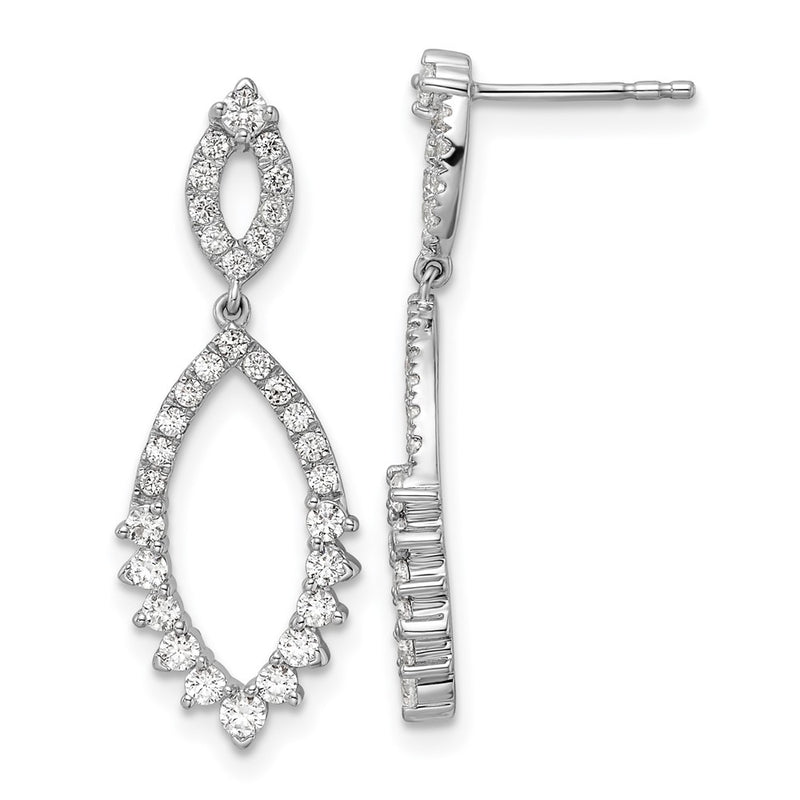 14k White Gold 7/8 Ct. Lab Grown Diamond VS/SI+ G+ Fashion Dangle Post Earrings