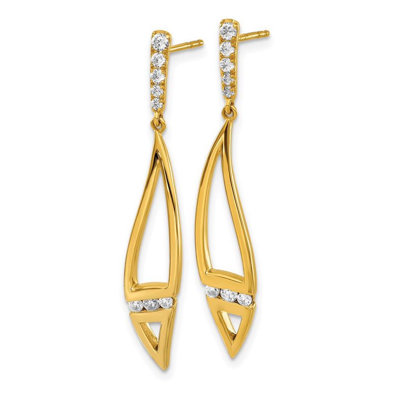 14k Yellow Gold Lab Grown Diamond VS/SI+ G+ Curved Post Dangle Earrings