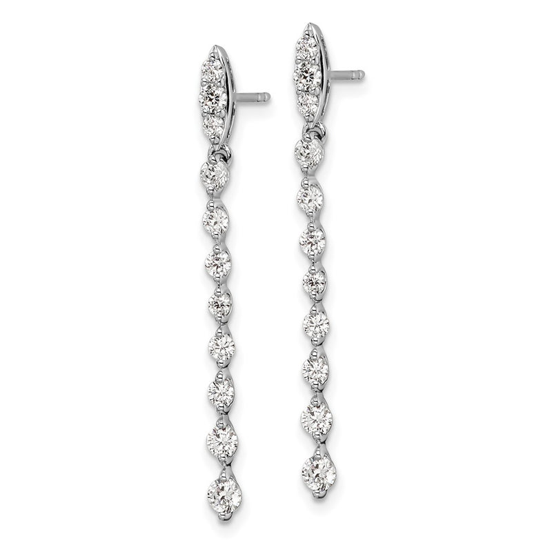 14k White Gold 1 Ct. Lab Grown Diamond VS/SI+ G+ Dangle Post Earrings