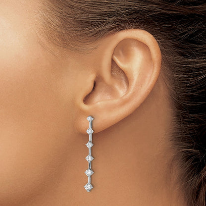 14k White Gold 1 Ct. Lab Grown Diamond VS/SI+ G+ Six Stone Dangle Post Earrings
