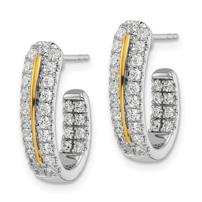 14K White Gold Two Tone Lab Grown Diamond Vs/Si Fgh In And Out J Hoop Earrings