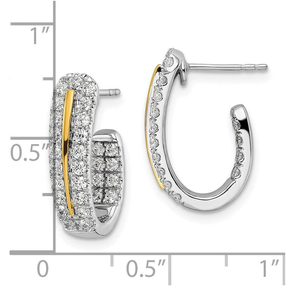 14K White Gold Two Tone Lab Grown Diamond Vs/Si Fgh In And Out J Hoop Earrings