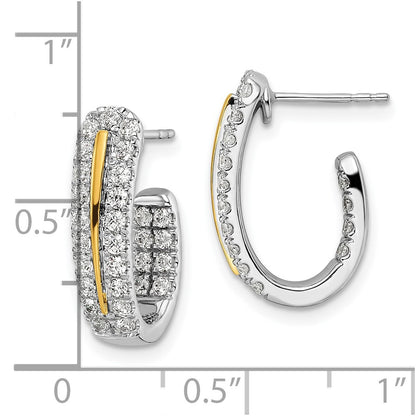 14K White Gold Two Tone Lab Grown Diamond Vs/Si Fgh In And Out J Hoop Earrings