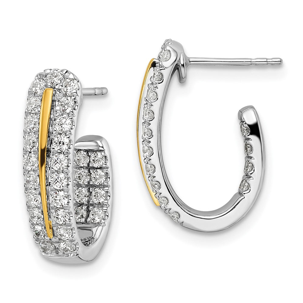 14K White Gold Two Tone Lab Grown Diamond Vs/Si Fgh In And Out J Hoop Earrings