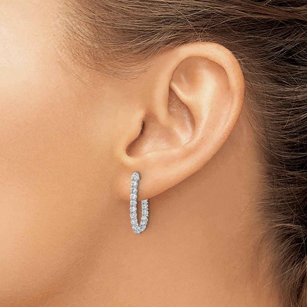 14k White Gold 1 Ct. Lab Grown Diamond VS/SI+ G+ In and Out J-Hoop Hoop Earrings