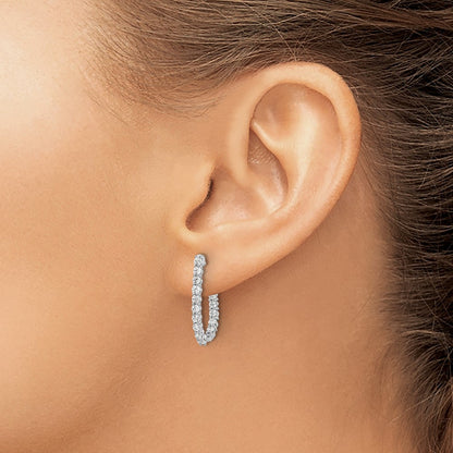 14k White Gold 1 Ct. Lab Grown Diamond VS/SI+ G+ In and Out J-Hoop Hoop Earrings