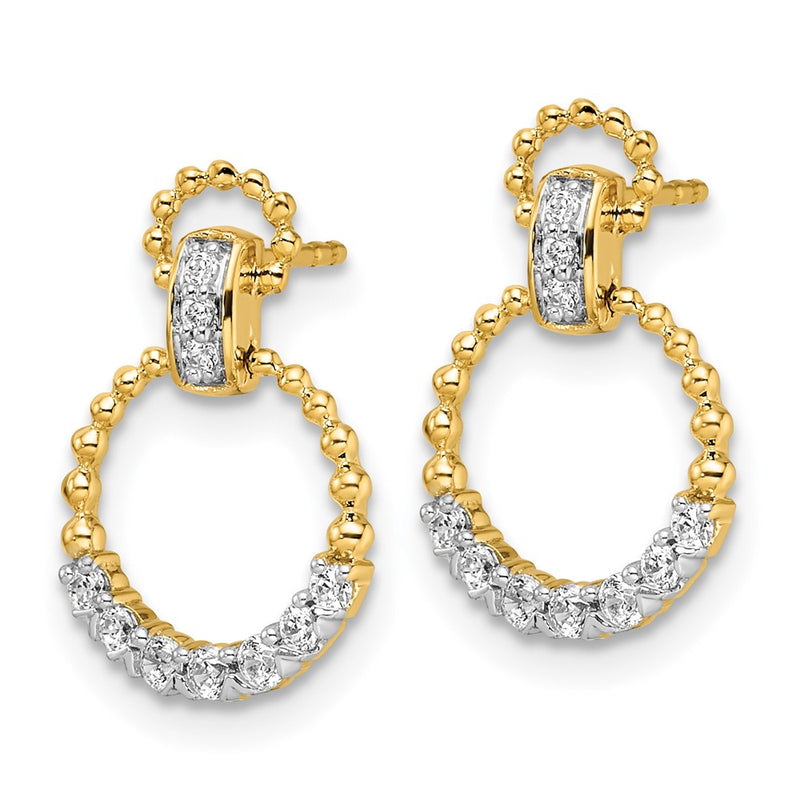 14K Yellow Gold 1/4 Carat Lab Grown Diamond Vs/Si+ G+ Circle Dangle Post Earrings