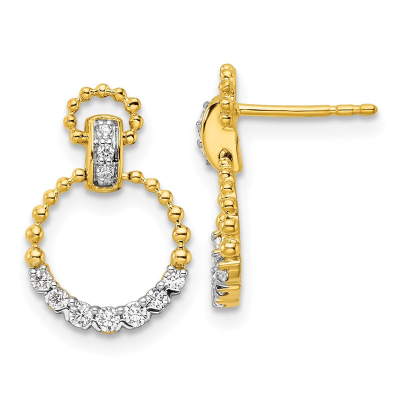 14K Yellow Gold 1/4 Carat Lab Grown Diamond Vs/Si+ G+ Circle Dangle Post Earrings