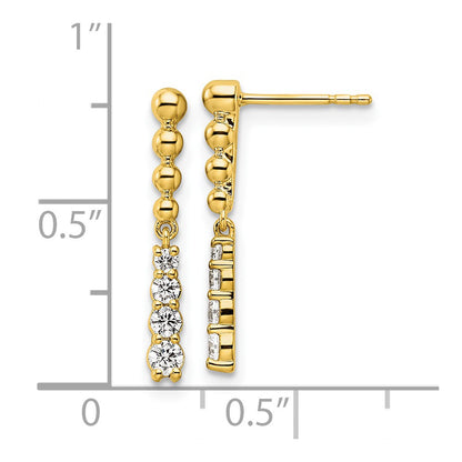 14k Yellow Gold 1/3 Ct. Lab Grown Diamond VS/SI+ G+ Beaded Bar Dangle Post Earrings
