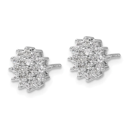 14k White Gold 1/2 Ct. Lab Grown Diamond VS/SI+ G+ Complete Cluster Post Earrings