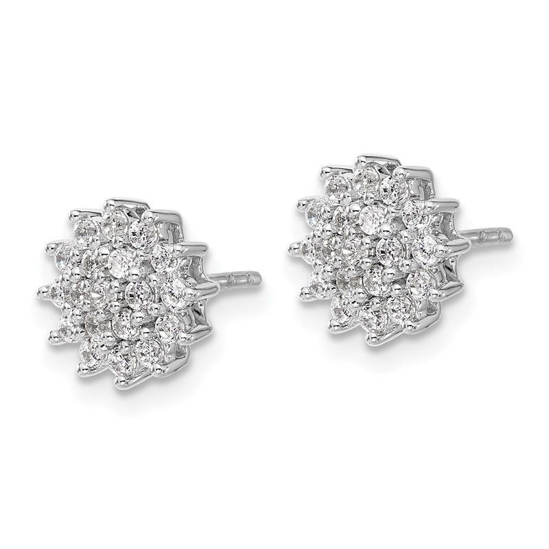 14k White Gold 1/2 Ct. Lab Grown Diamond VS/SI+ G+ Complete Cluster Post Earrings