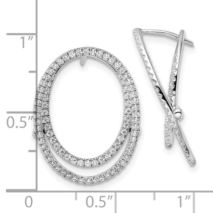 14K White Gold Lab Grown VS/SI+ G+ Diamond Oval Fashion Hinged Earrings