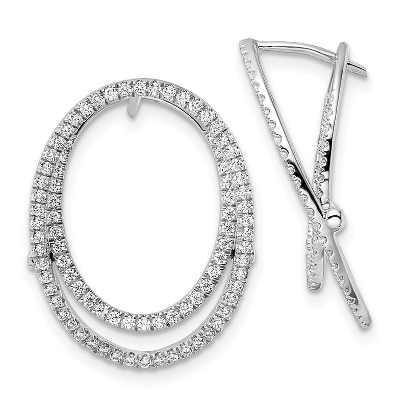 14K White Gold Lab Grown VS/SI+ G+ Diamond Oval Fashion Hinged Earrings