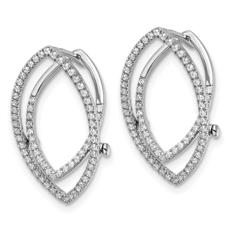 14K White Gold Lab Grown VS/SI+ G+ Diamond Marquise Shape Hinged Earrings
