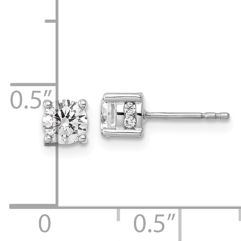 14K White Gold 1 Carat Lab Grown Diamond Vs/Si+ G+ Complete Stud Post Earrings