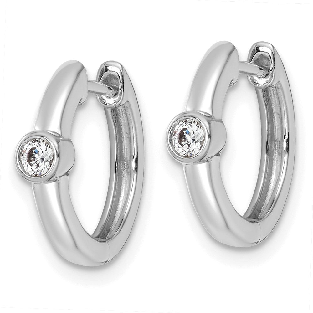 14K White Gold True Origin 1/8 Carat Lab Grown Diamond Vs Def Hinged Hoop Earrings