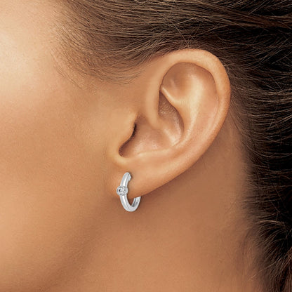 14K White Gold True Origin 1/8 Carat Lab Grown Diamond Vs Def Hinged Hoop Earrings