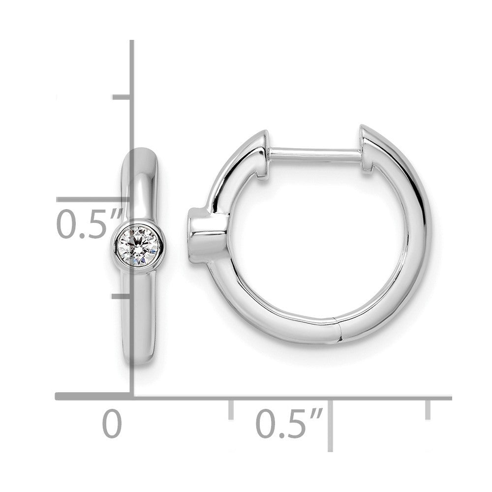 14K White Gold True Origin 1/8 Carat Lab Grown Diamond Vs Def Hinged Hoop Earrings