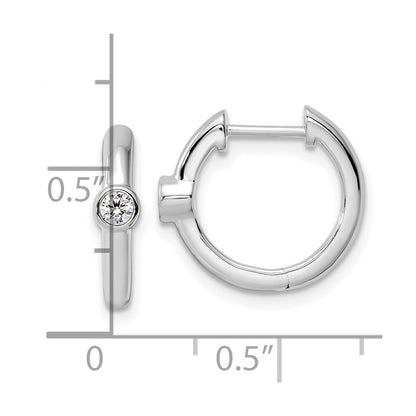 14K White Gold True Origin 1/8 Carat Lab Grown Diamond Vs Def Hinged Hoop Earrings