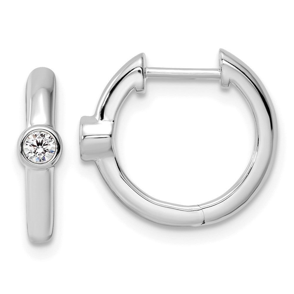 14K White Gold True Origin 1/8 Carat Lab Grown Diamond Vs Def Hinged Hoop Earrings