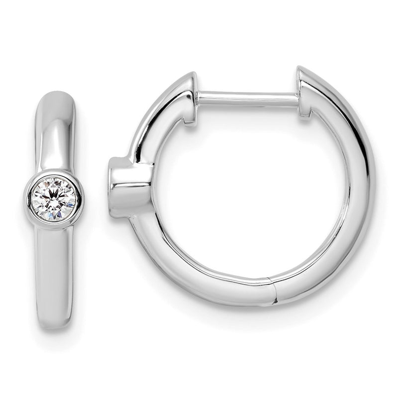 14K White Gold True Origin 1/8 Carat Lab Grown Diamond Vs Def Hinged Hoop Earrings