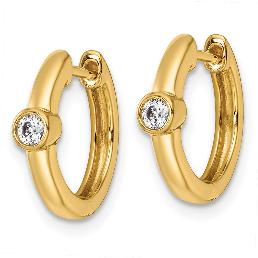 14K Yellow Gold True Origin 1/8 Carat Lab Grown Diamond Vs Def Hinged Hoop Earrings