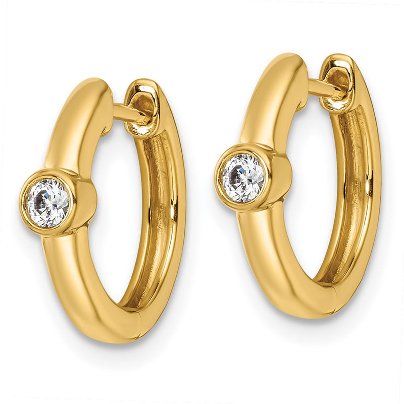 14K Yellow Gold True Origin 1/8 Carat Lab Grown Diamond Vs Def Hinged Hoop Earrings