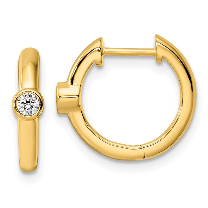 14K Yellow Gold True Origin 1/8 Carat Lab Grown Diamond Vs Def Hinged Hoop Earrings