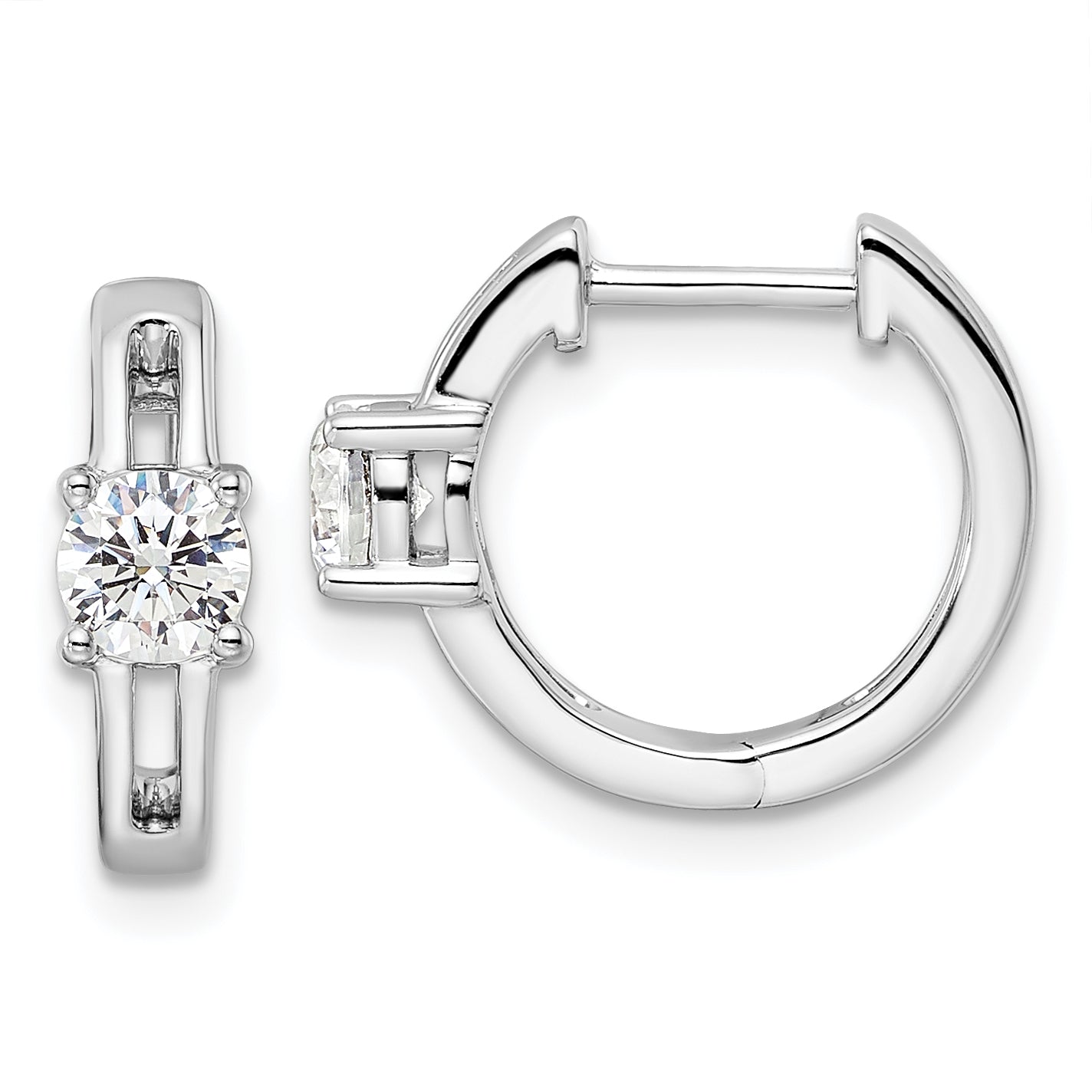 14K White Gold True Origin 5/8 Carat Lab Grown Diamond Vs Def Hinged Hoop Earrings