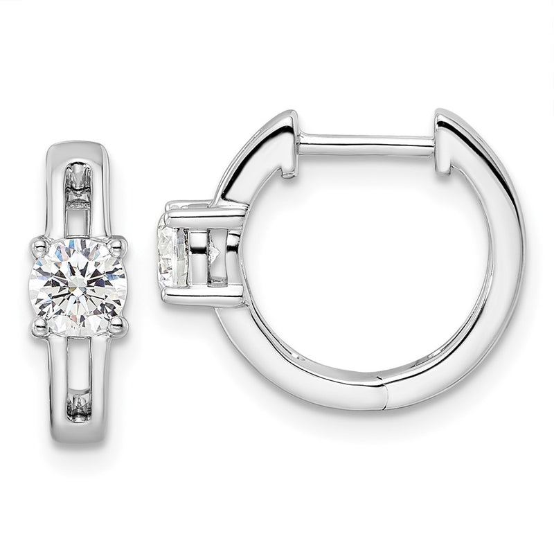 14K White Gold True Origin 5/8 Carat Lab Grown Diamond Vs Def Hinged Hoop Earrings
