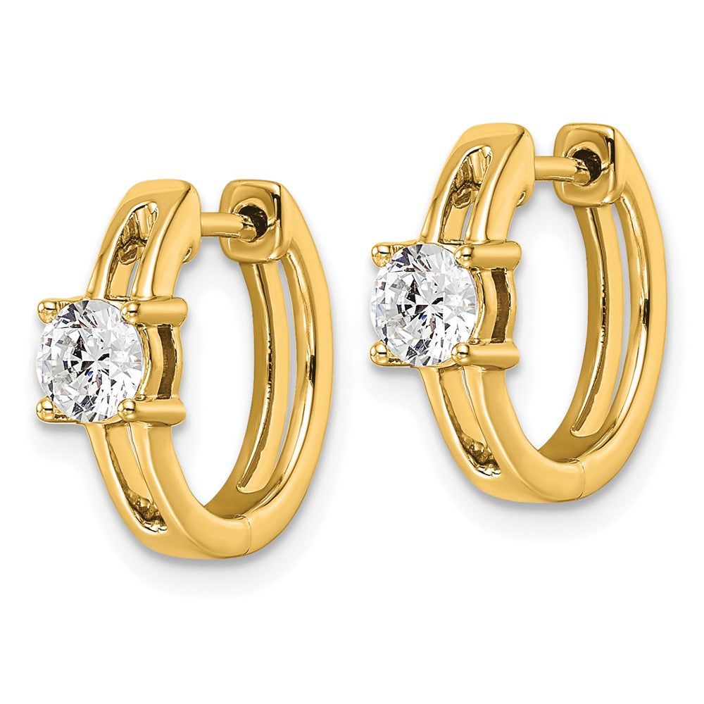 14K Yellow Gold True Origin 5/8 Carat Lab Grown Diamond Vs Def Hinged Hoop Earrings