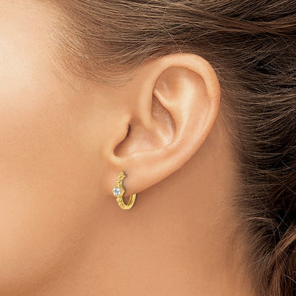 14K Yellow Gold True Origin 5/8 Carat Lab Grown Diamond Vs Def Hinged Hoop Earrings