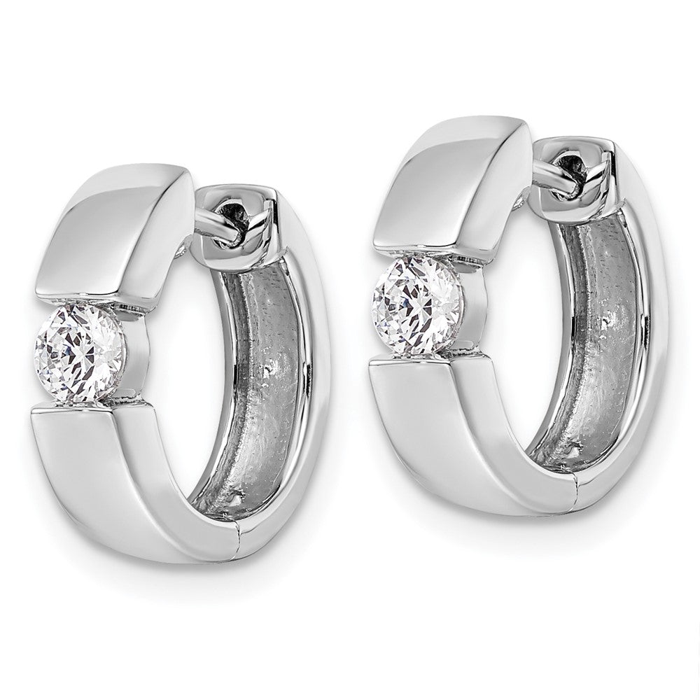 14K White Gold True Origin 1/4 Carat Lab Grown Diamond Vs Def Hinged Hoop Earrings