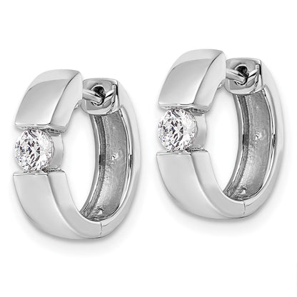 14K White Gold True Origin 1/4 Carat Lab Grown Diamond Vs Def Hinged Hoop Earrings