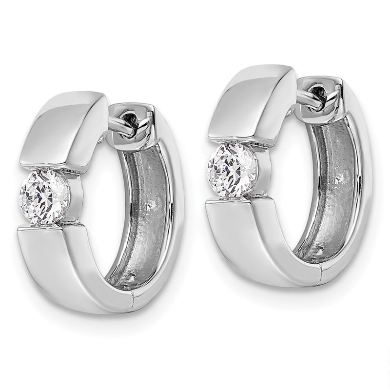 14K White Gold True Origin 1/4 Carat Lab Grown Diamond Vs Def Hinged Hoop Earrings