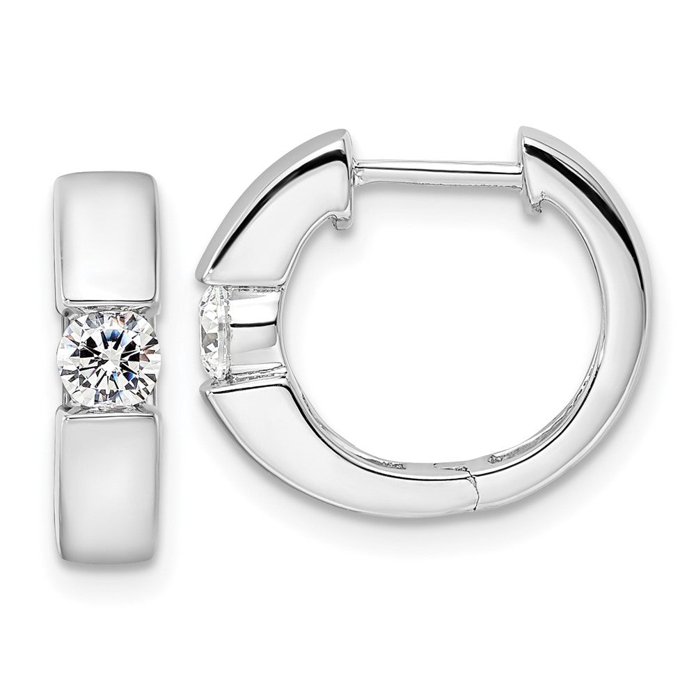 14K White Gold True Origin 1/4 Carat Lab Grown Diamond Vs Def Hinged Hoop Earrings