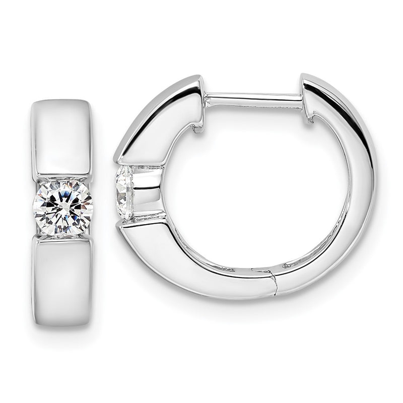 14K White Gold True Origin 1/4 Carat Lab Grown Diamond Vs Def Hinged Hoop Earrings