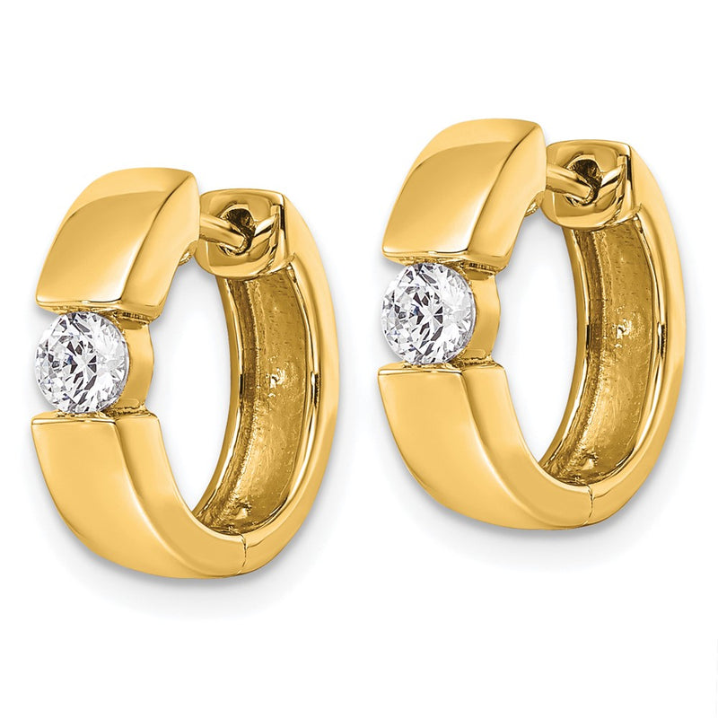14K Yellow Gold True Origin 1/4 Carat Lab Grown Diamond Vs Def Hinged Hoop Earrings