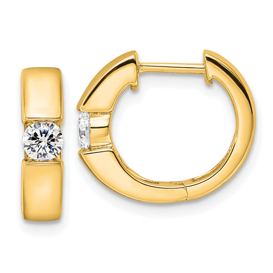 14K Yellow Gold True Origin 1/4 Carat Lab Grown Diamond Vs Def Hinged Hoop Earrings