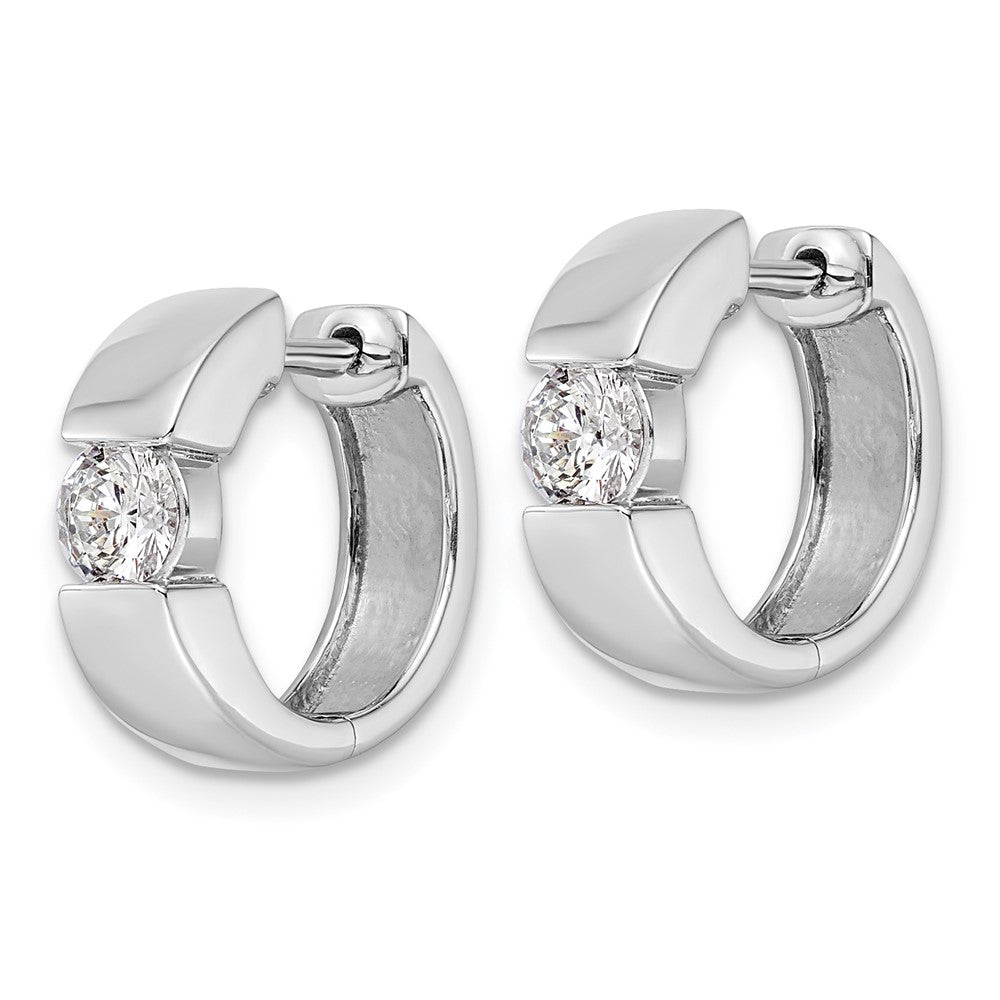14K White Gold True Origin 1/3 Carat Lab Grown Diamond Vs Def Hinged Hoop Earrings