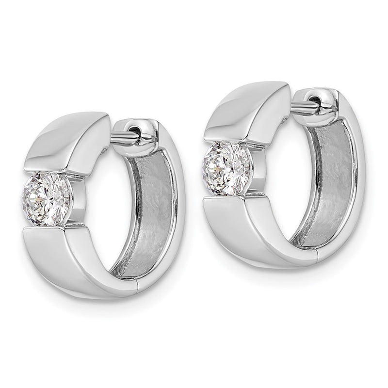 14K White Gold True Origin 1/3 Carat Lab Grown Diamond Vs Def Hinged Hoop Earrings