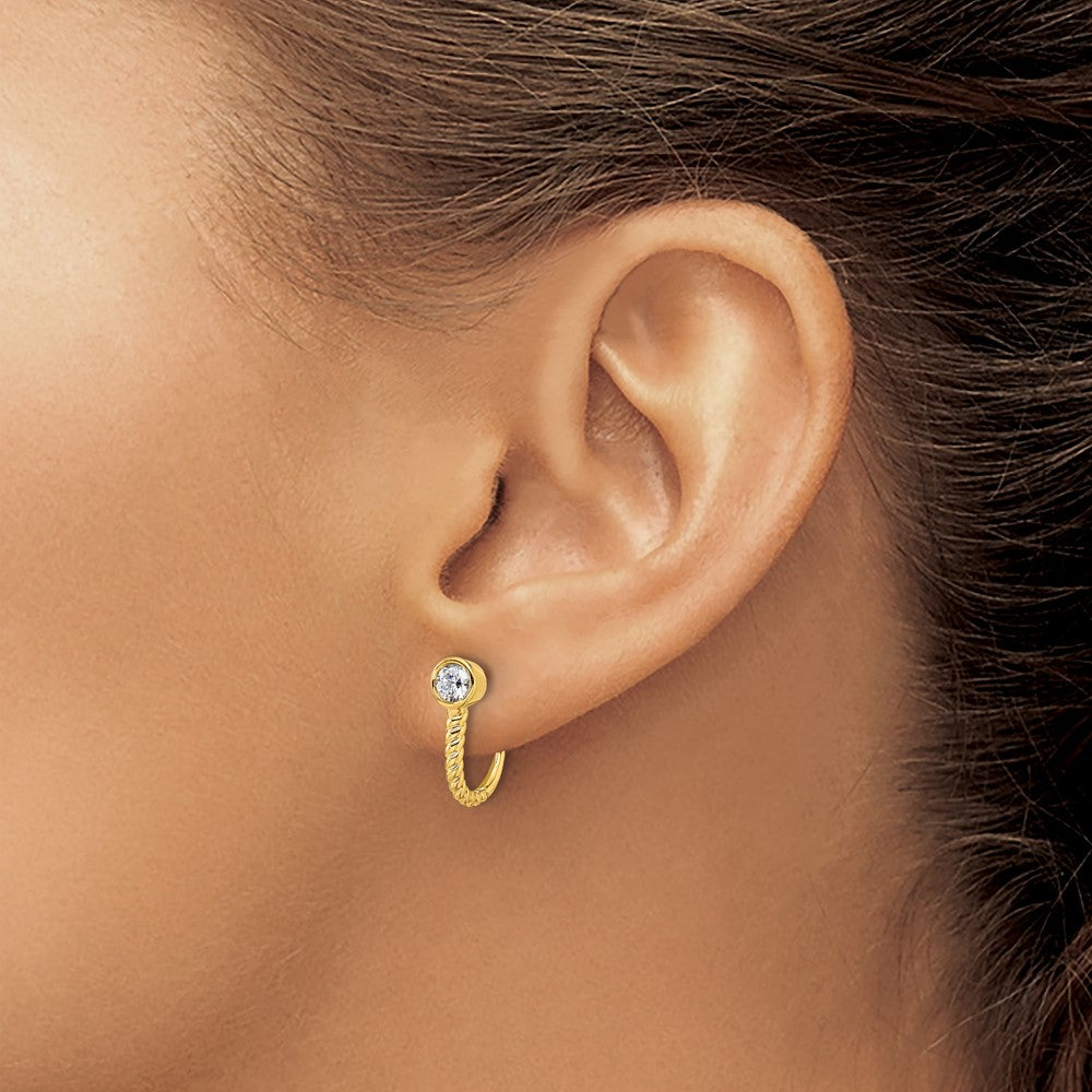 14K Yellow Gold True Origin 1/3 Carat Lab Grown Diamond Vs Def J Hoop Earrings